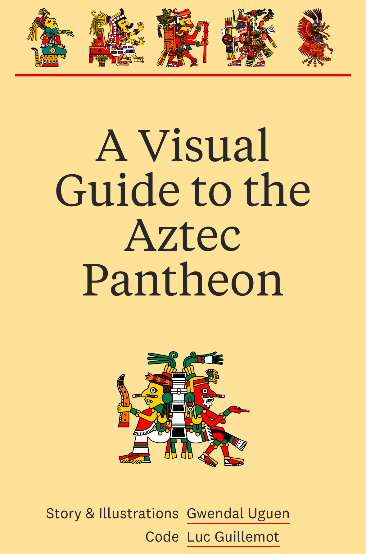 Screenshot of A Visual Guide to the Aztec Pantheon showing a few different drawings of the gods